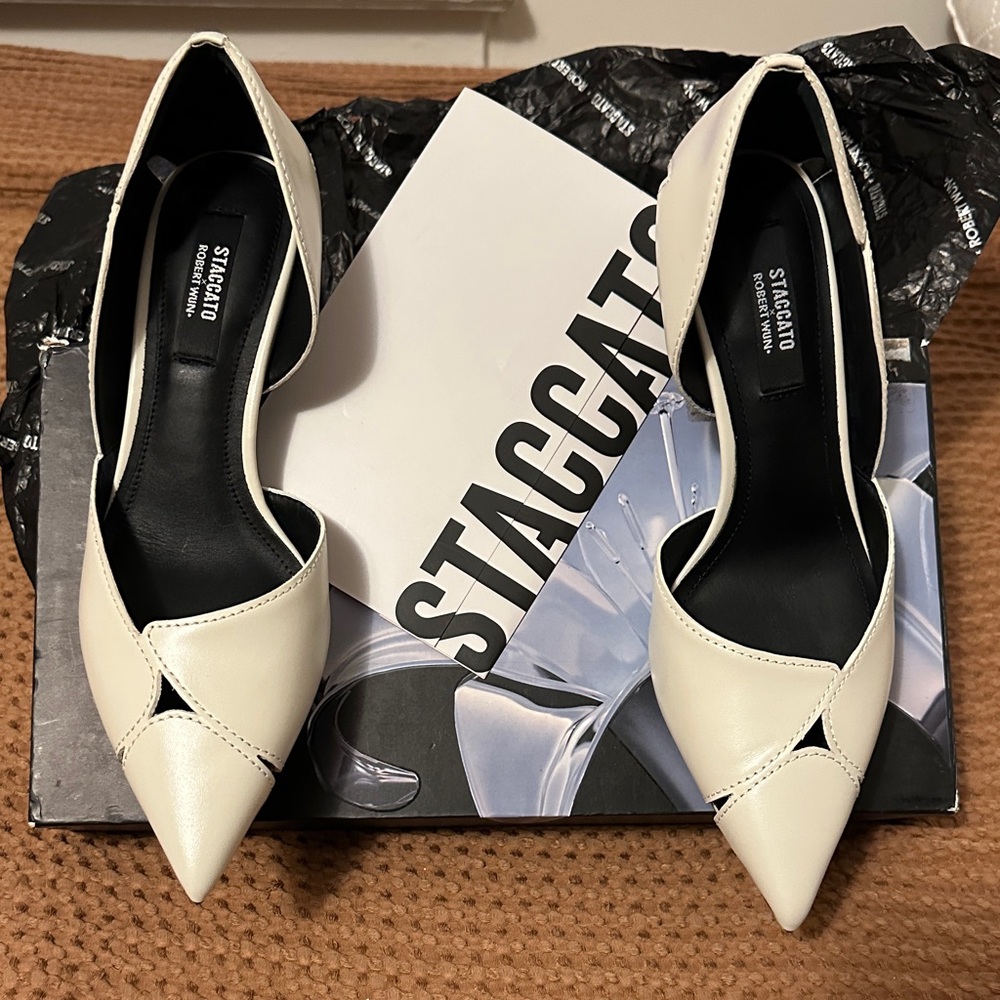 Staccato Cream Pointed Toe Heels